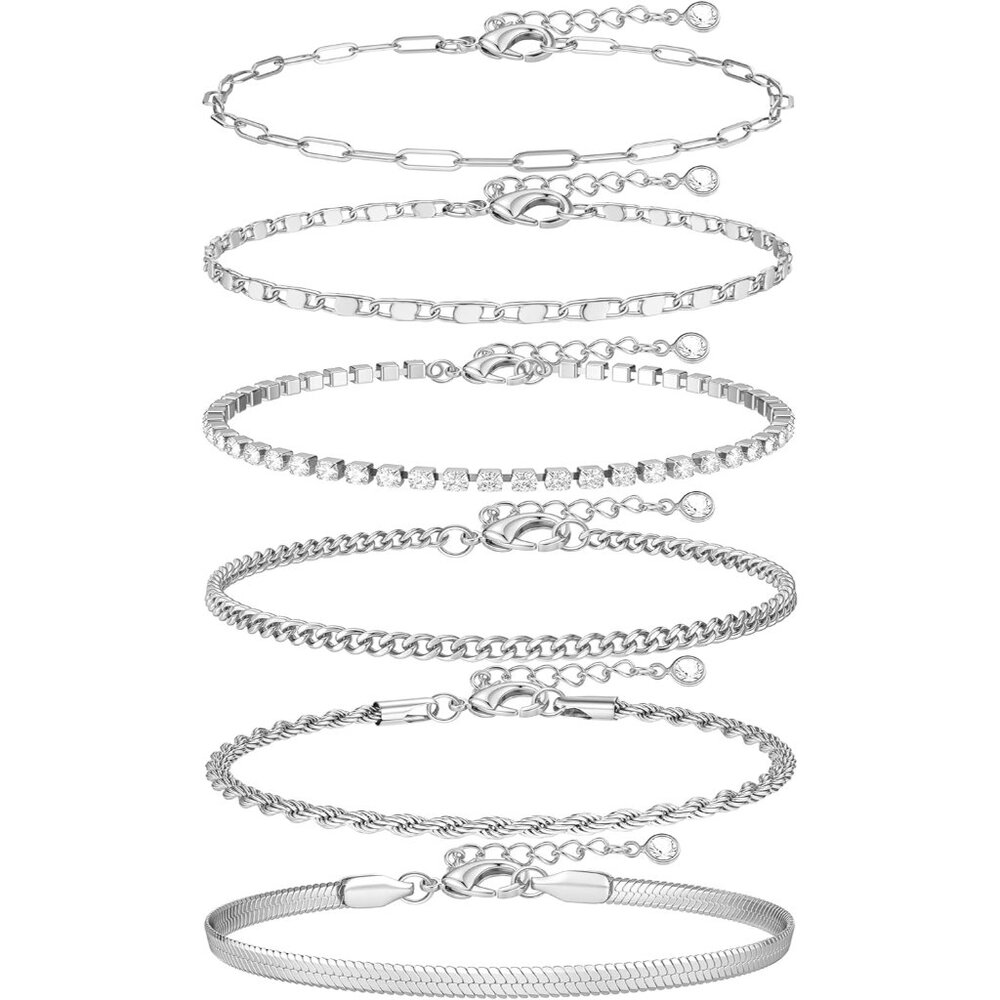 Fashionable 6pcs Stackable Anklets - Waterproof &… - image 1